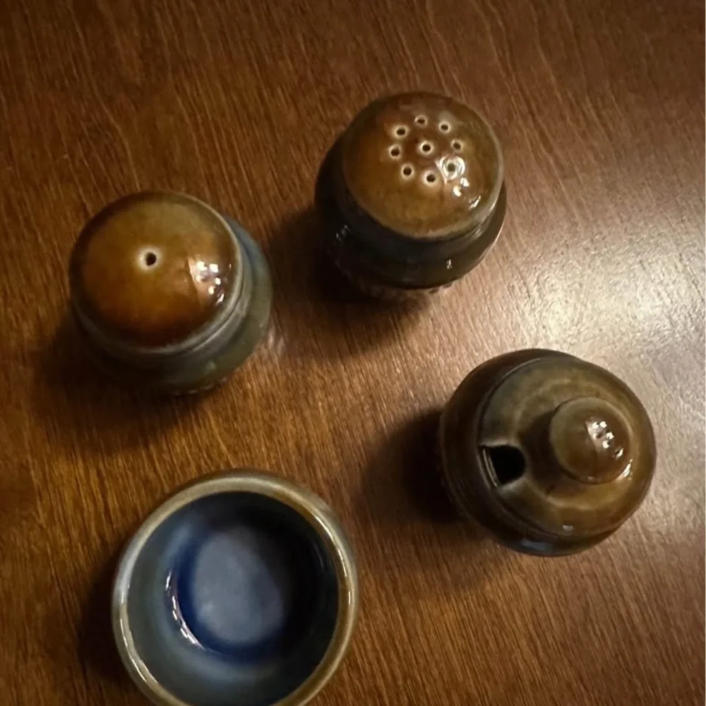 Wade Armagh Irish Porcelain Condiment Set-Salt, Pepper, Mustard Pot and Dish